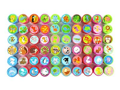 TINYMILLS 60 Pcs Animals Assorted Stampers for Kids Party Favor Goodie Bag Prizes Classroom Rewards Pinata Filler Arts and Crafts for Kids