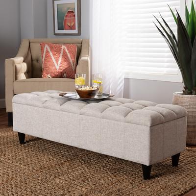 Baxton Studio Elladio Modern Greyish Beige Fabric Tufted Cube