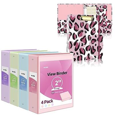 SUNEE 3 Ring Binder 1/2 inch 4 Pack, Clear View Binder Three Ring PVC-Free (Fit 8.5x11 Inches) for School Binder or Office Binder Supplies, Assorted