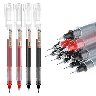 Bremorou 12PCS Rolling Ball Pens Quick Dry Ink 0.5 Mm Extra Fine Point Pens  Black Red