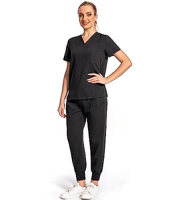 PuriPure Scrubs Set for Women Nurse Uniform Jogger Classic V-neck Scrub Top  & Jogger Scrub Pants Athletic Scrub Set Workwear (Black, Medium) - Yahoo  Shopping