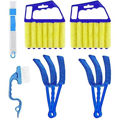 2 Pcs Window Venetian Blind Cleaner Duster Tools + 2 Pcs 7 Finger Duster Brush  Cleaner, Microfiber Groove Gap Brush Duster for Wooden Window Blinds  Shutters Air Conditioner Duster