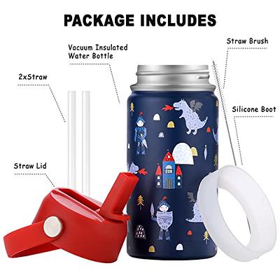 WEREWOLVES 14 oz Kids Water Bottle with Boot, Insulated Stainless Steel  Wide Mouth Metal Bottle for Girls, Boys - LeakProof Straw Lid or Spout Lid