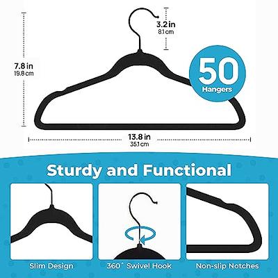 Flysums Premium Velvet Hangers 50 Pack, Heavy Duty Study Black Hangers for  Coats, Pants & Dress Clothes - Non Slip Clothes Hanger Set - Space Saving  Felt Hangers for Clothing