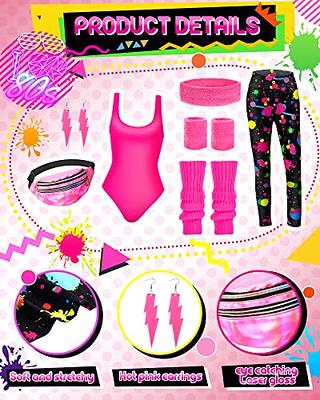 6 Pcs Womens 80s Workout Costume Outfit Retro 80s Accessories Set Leotards  Neon Swimsuit Headband Wristbands Legging (Large) : : Clothing,  Shoes & Accessories