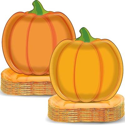 50 PCS Pumpkin Paper Plates 9 Inch Fall Thanksgiving Party Plates