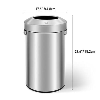 EKO Urban 24 Gallon Round Stainless Steel Open Top Waste Bin, Tall