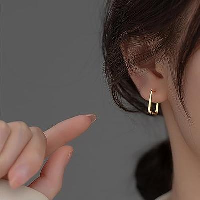 PAVOI 14K Gold Plated 925 Sterling Silver Post Square Hoop Earrings |  Geometric Rectangle Gold Hoop Earrings for Women