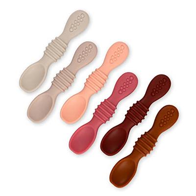 Simka Rose Silicone Baby Spoons - Self Feeding, 6 Months, First Stage Infant Spoons for Babies & Toddlers - Set of 6 BPA Free