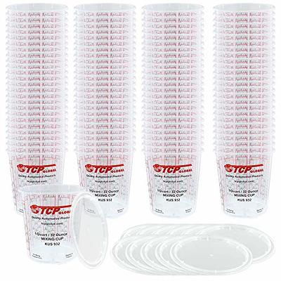 TCP Global 20 Ounce (600ml) Disposable Flexible Clear Graduated Plastic Mixing  Cups - Box of 25 Cups & 25 Mixing Sticks - Use for Paint, Resin, Epoxy,  Art, Kitchen - Measuring Ratios 2-1, 3-1, 4-1, ML 