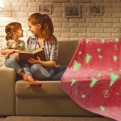 Fleece Blanket Xmas Glow in The Dark Warm Blanket Christmas Tree