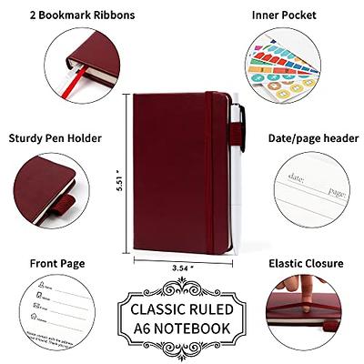 feela 3 Pack Pocket Notebook Journals, Mini Cute Small Journal Notebook  Bulk Hardcover College Ruled Notepad with Pen Holder for Office School  Supplies, with 3 Black Pens, 3.5â€x 5.5â€, A6, Aqua 