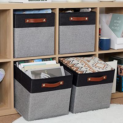 HNZIGE Fabric 11x11 Cube Storage Bins, Set of 4, Foldable Storage Cube Bin  Baskets for Shelves with Handles, Bins for Cube Organizer Home Toy Nursery