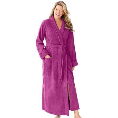 Plus Size Women's Long Terry Robe by Dreams & Co. in Rich Magenta