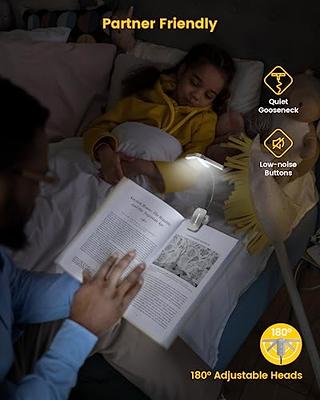 Glocusent Rechargeable LED Book Light - Eye-Caring, 3 Colors, 5 Brightness,  Portable and Lightweight for Reading in Bed 