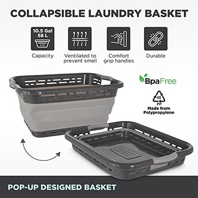 Brookstone 11 Gallon Collapsible Plastic Laundry Basket, Portable