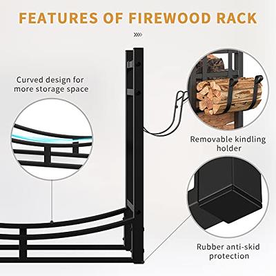 Goplus Firewood Log Rack Indoor Outdoor Fireplace Storage Holder Logs Heavy  Duty Steel Wood Stacking Holder Kindling Wood Stove Accessories Tools