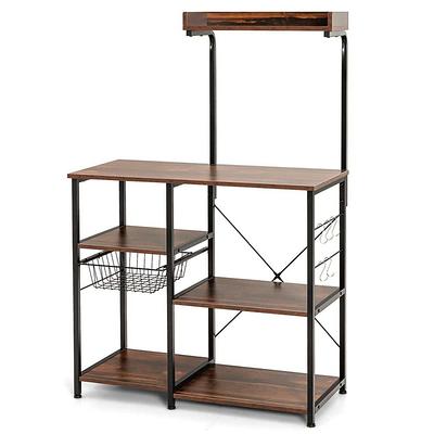 4-Tier Kitchen Microwave Storage Rack with Metal Shelves - Costway