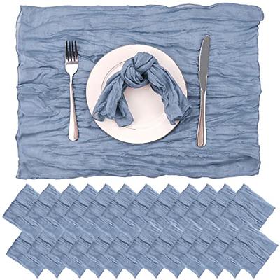 Ruvanti Cloth Napkins Set of 12, 18x18 Inches Napkins Cloth Washable, Soft,  Durable, Absorbent, Cotton Blend. Table Dinner Napkins Cloth for Hotel,  Lunch, Restaurant, Wedding Event, Parties - Blue 