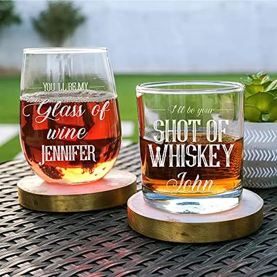 comfit Engagement Gifts for Couples - FianceFiancee Wine&Whiskey Glasses  GiftsSet,Engagement Present for Women/Her/Newlywed