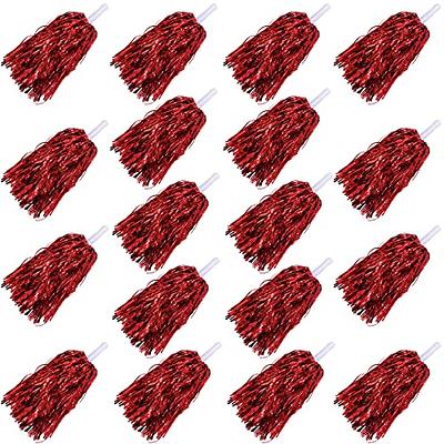 Hooshing 12PCS Pom Poms Cheerleading Red Fluffy Metallic Pom Poms