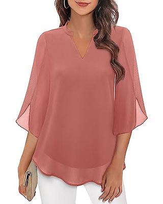 Bebonnie Dressy Tops for Evening Wear, Plus Size Bell 3/4 Sleeve Summer  Spring Fashion 2023 V Neck Chiffon Blouses & Button-Down Shirts Loose Fit  Flowy Swing Tunic Tops Deep Violet XXL 