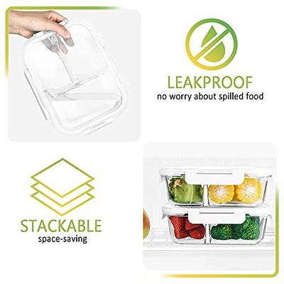 5-Pack, 36 Oz]Glass Meal Prep Containers 3 Compartment with Lids