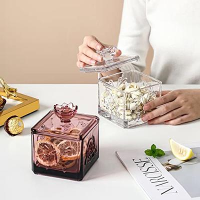 Embossed Glass Candy Jar with Lid set of 2 Colorful Decorative Jewelry Box  Wedding Candy Buffet Jar Kitchen Storage Jar for Bathroom, Pantry, Office,  Red Purple - Yahoo Shopping