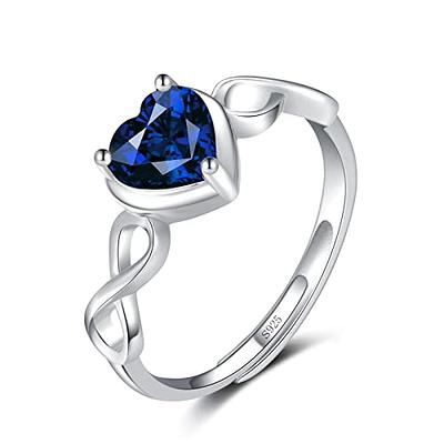 Heart Infinity Sapphire & Diamond Ring in Sterling Silver 5.5