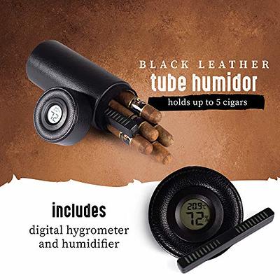 Mantello Cigars Travel Humidor Cigar Box- Digital Hygrometer - Cedar Wood  Interior Portable Humidor - Humidifier - Black, Holds Up to 6 Cigars -  Yahoo Shopping
