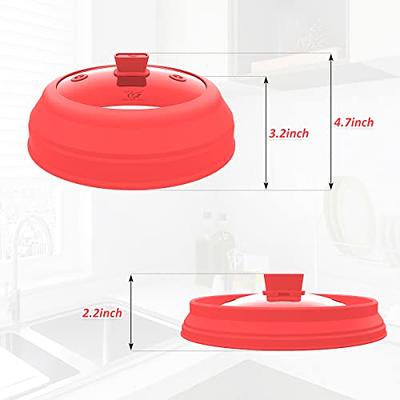 Microwave Glass Cover Splatter Guard Lid with Anti-scald Silicone Handles  and Vented Edge for Food Pot Plate Cover 10.5 inch Red