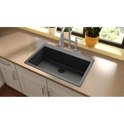 46 Tansi Double-Bowl Drop-In Sink with Drain Board - Black