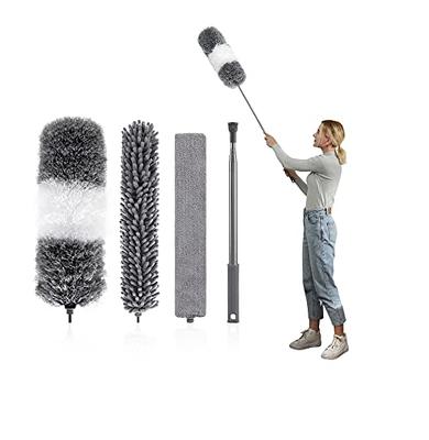 Deehyo Microfiber Duster, 9pcs Extendable Feather Duster (Stainless Steel) 30 to 100 Inches, Reusable Bendable Dusters, Washable Dusters for Cleaning