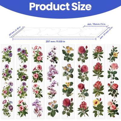 Watercolor Flower Stickers for Scrapbooking, 64pcs 3 Transparent