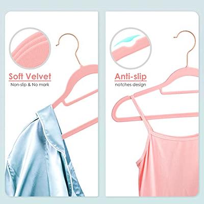 Flysums Premium Velvet Hangers 50 Pack, Heavy Duty Study Gray Hangers for Coats, Pants & Dress Clothes - Non Slip Clothes Hanger Set