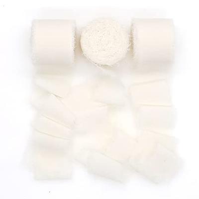 1 Roll 5 Yards white Chiffon Ribbon, Handmade Frayed Edged Ribbon