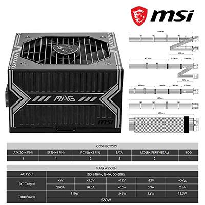 MSI MAG A550BN 550W - 80+ Bronze ATX 