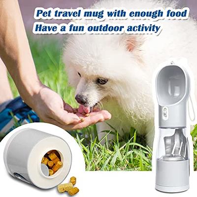 Portable Dog Water Bottle, 4-in-1 Dog Water Dispenser with Food