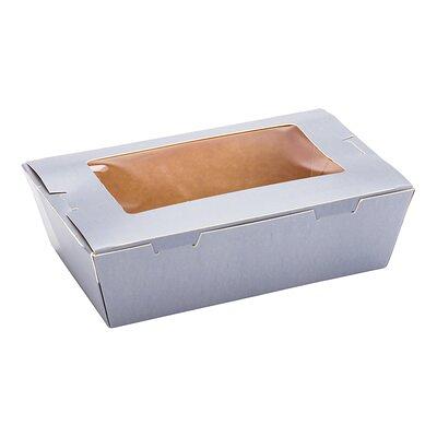 12 oz Rectangle Silver Aluminum Take Out Container - with Polka Dot Paper  Lid - 5 3/4 x 4 3/4 x 1 3/4 - 200 count box