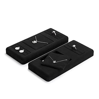 Oirlv Premium Black Microfiber Jewelry Display Tray Jewelry