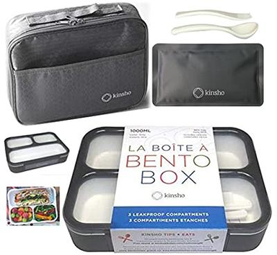 Bento Lunch Boxes with Bags Ice Packs | Bento-Box Insulated Bag Ice Cold  Pack Set of Two for Kids Adults | Value Container Set for School Kid  Lunches