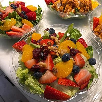 32oz Crystal Clear Plastic Disposable Salad Bowls with Lids To-Go