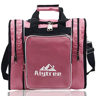 Athletico Bowling Bag for Single Ball - Single Ball Tote Bag with Padded Ball Holder - Fits A Single Pair of Bowling Shoes Up to Mens Size 14 (Pink)