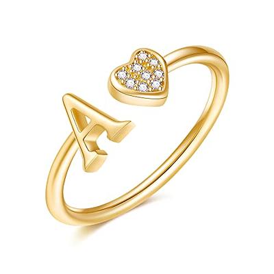 Gold Rings for Teen Girls, 14K Gold Plated Rings for Girls Letter A Initial  Rings for