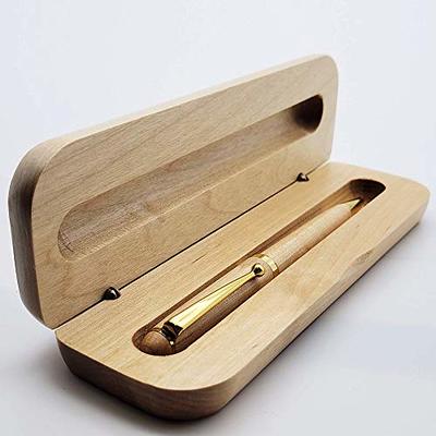 Personalized Wooden Ballpoint Pen Set with Maple Case | 7 Wood Pens, Add Custom Image | Gift