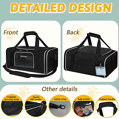 YUDODO 25 lbs Lightproof Pet Carriers Airline Approved Dog Cat Travel Soft  Sided Carrier Reflective Mesh Safe Pet Cat Carrier Foldable Portable Small