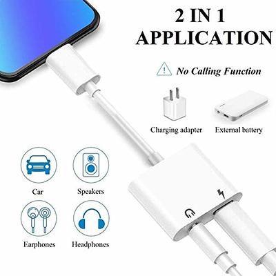 iPhone Adapter for AUX Charger, 2 in 1 Lightning to 3.5mm iPhone Jack AUX  Audio Adapter & Charger for iPhone 11/11 Pro/XS/XR/X/8 7 6, iPad, iPod,  Support Calling & Music,White 
