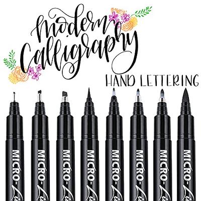 Piochoo Calligraphy Pens,8 Size Calligraphy Pens for Writing,Brush Pens Calligraphy Set for Beginners, Hand Lettering Pens