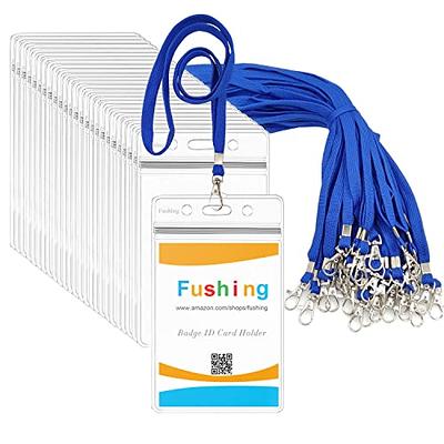 Fushing 50pcs Clear Plastic Vertical Name Tags Badge ID Card Holders and  Blue Neck Lanyards with Swivel Hook for School, Festival, Event (L) - Yahoo  Shopping