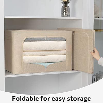 3 Pack Clothes Storage Bins - Foldable Metal Frame Storage Box